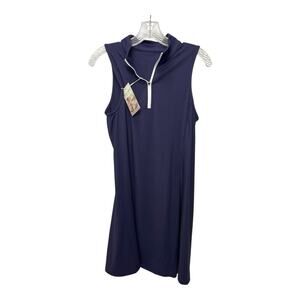 HALARA LADIES NAVY BLUE SLEEVELESS 1/4 ZIP FRONT DRESS SZ (M) NEW WITH TAGS